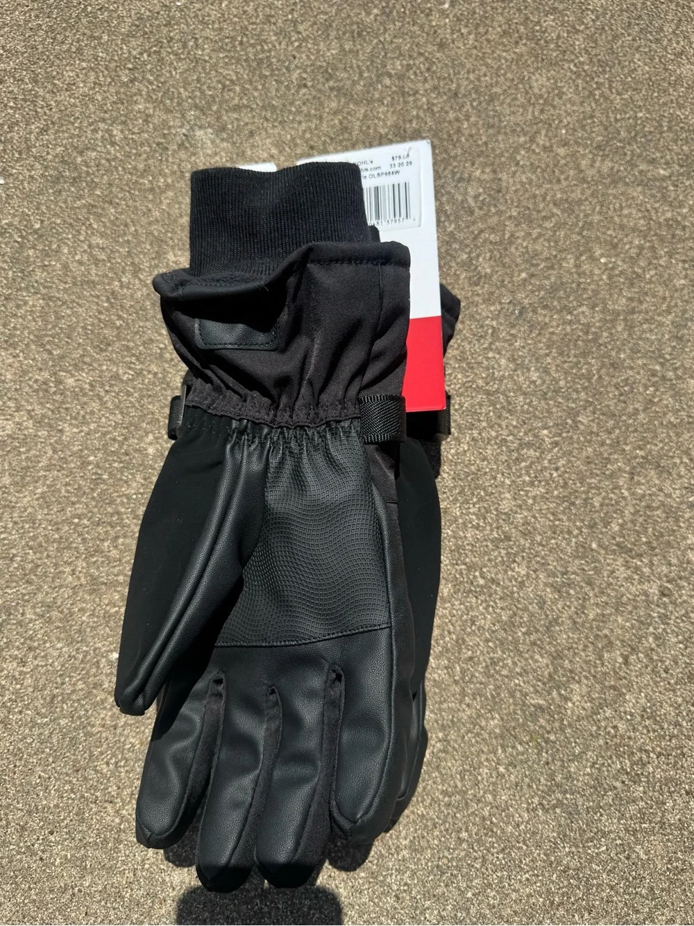 Spyder, Black, Insulated, Ski Gloves with Wrist Strap, Size Large